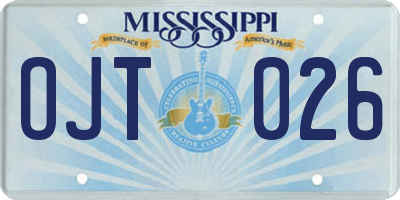 MS license plate OJT026