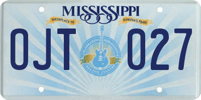 MS license plate OJT027