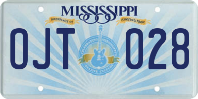 MS license plate OJT028