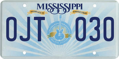 MS license plate OJT030