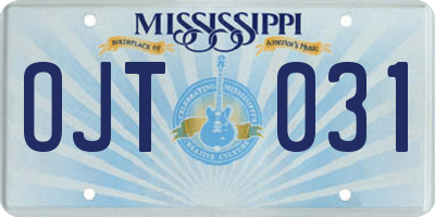 MS license plate OJT031