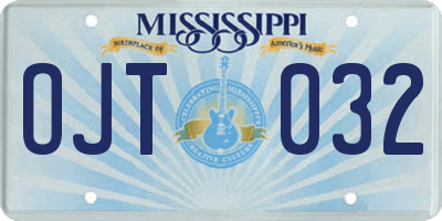 MS license plate OJT032