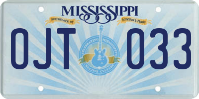 MS license plate OJT033