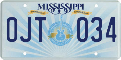 MS license plate OJT034