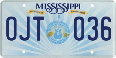 MS license plate OJT036