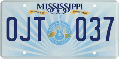 MS license plate OJT037
