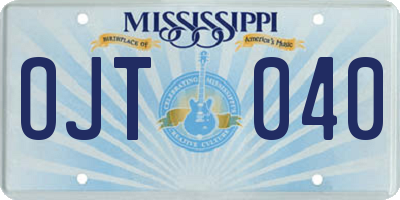 MS license plate OJT040