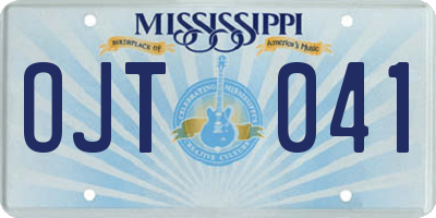 MS license plate OJT041