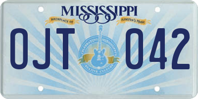 MS license plate OJT042