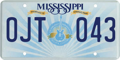 MS license plate OJT043