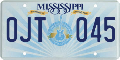 MS license plate OJT045