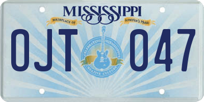 MS license plate OJT047