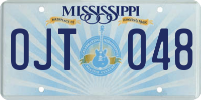 MS license plate OJT048