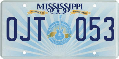 MS license plate OJT053