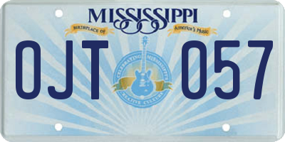 MS license plate OJT057