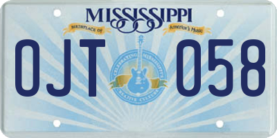 MS license plate OJT058