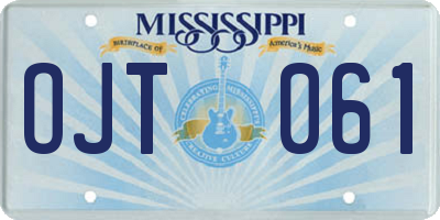 MS license plate OJT061