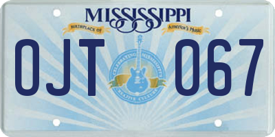 MS license plate OJT067
