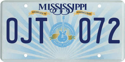 MS license plate OJT072