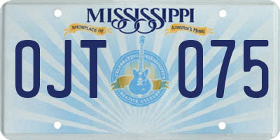 MS license plate OJT075