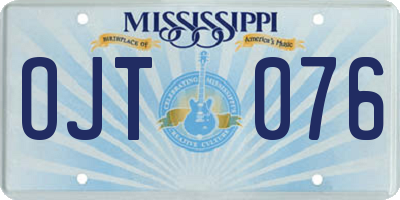 MS license plate OJT076