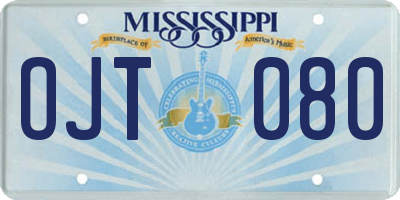 MS license plate OJT080