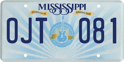 MS license plate OJT081