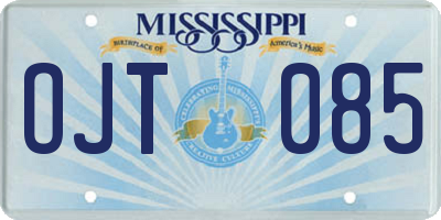 MS license plate OJT085