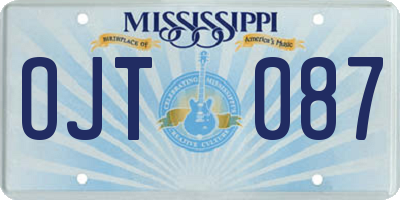 MS license plate OJT087