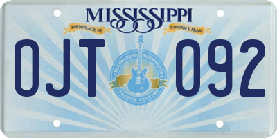 MS license plate OJT092