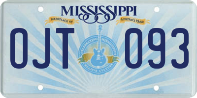 MS license plate OJT093