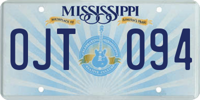 MS license plate OJT094