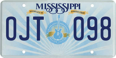 MS license plate OJT098