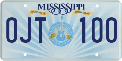 MS license plate OJT100