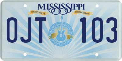 MS license plate OJT103