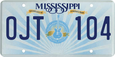 MS license plate OJT104