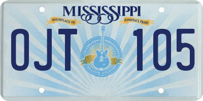 MS license plate OJT105