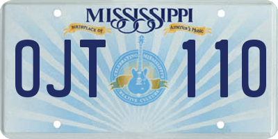 MS license plate OJT110