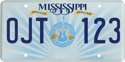 MS license plate OJT123
