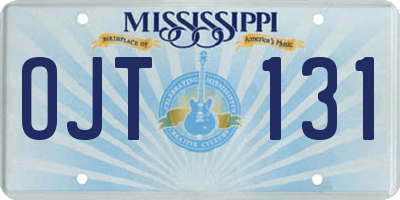MS license plate OJT131