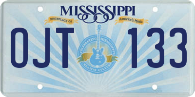MS license plate OJT133