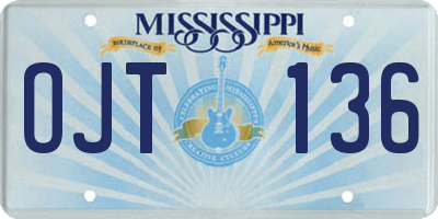 MS license plate OJT136