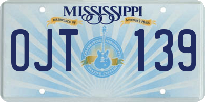 MS license plate OJT139