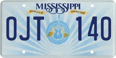 MS license plate OJT140
