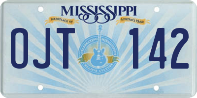 MS license plate OJT142