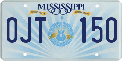 MS license plate OJT150