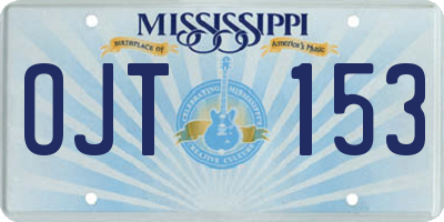 MS license plate OJT153