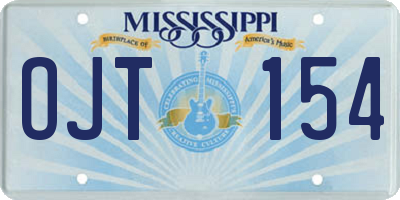 MS license plate OJT154