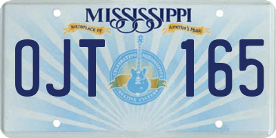 MS license plate OJT165
