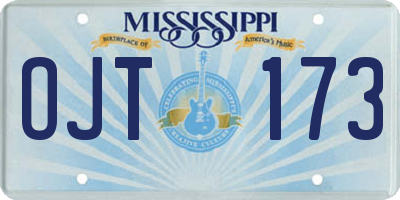 MS license plate OJT173